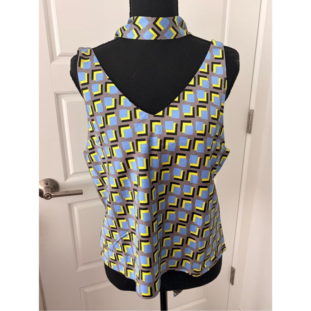 Wildfang Geometric Print Choker Top - Blue & Yellow